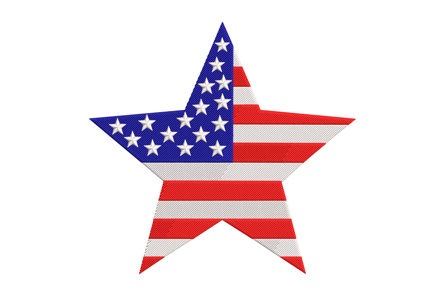 Star-shaped object with American flag design embroidery design