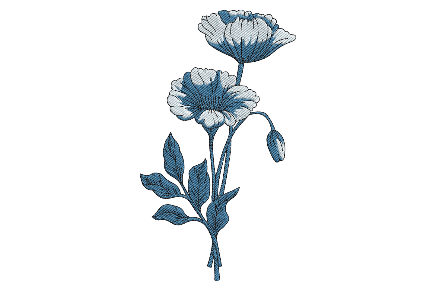 Blue Floral Machine Embroidery Design