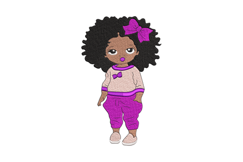 Cute Afro Girl Embroidery Design