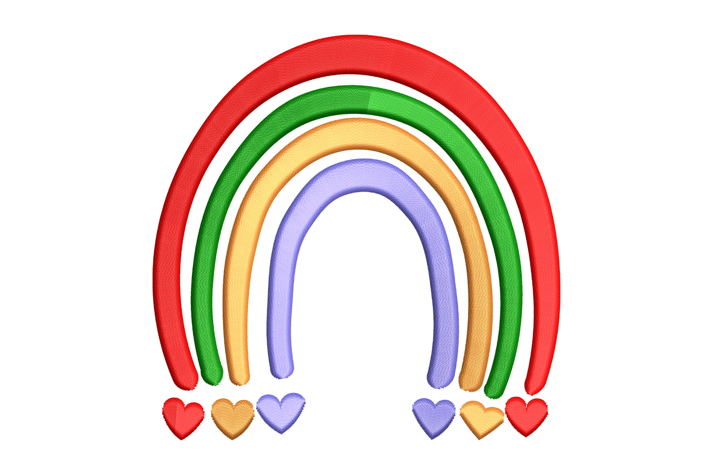 Cute Rainbow Hearts Embroidery Design