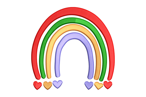 Cute Rainbow Hearts Embroidery Design