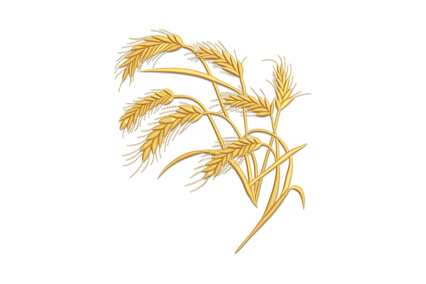 Bundle of golden wheat stalks, single colour rustic farmhouse machine embroidery, 7 sizes 3.06 to 6.57 inches wide