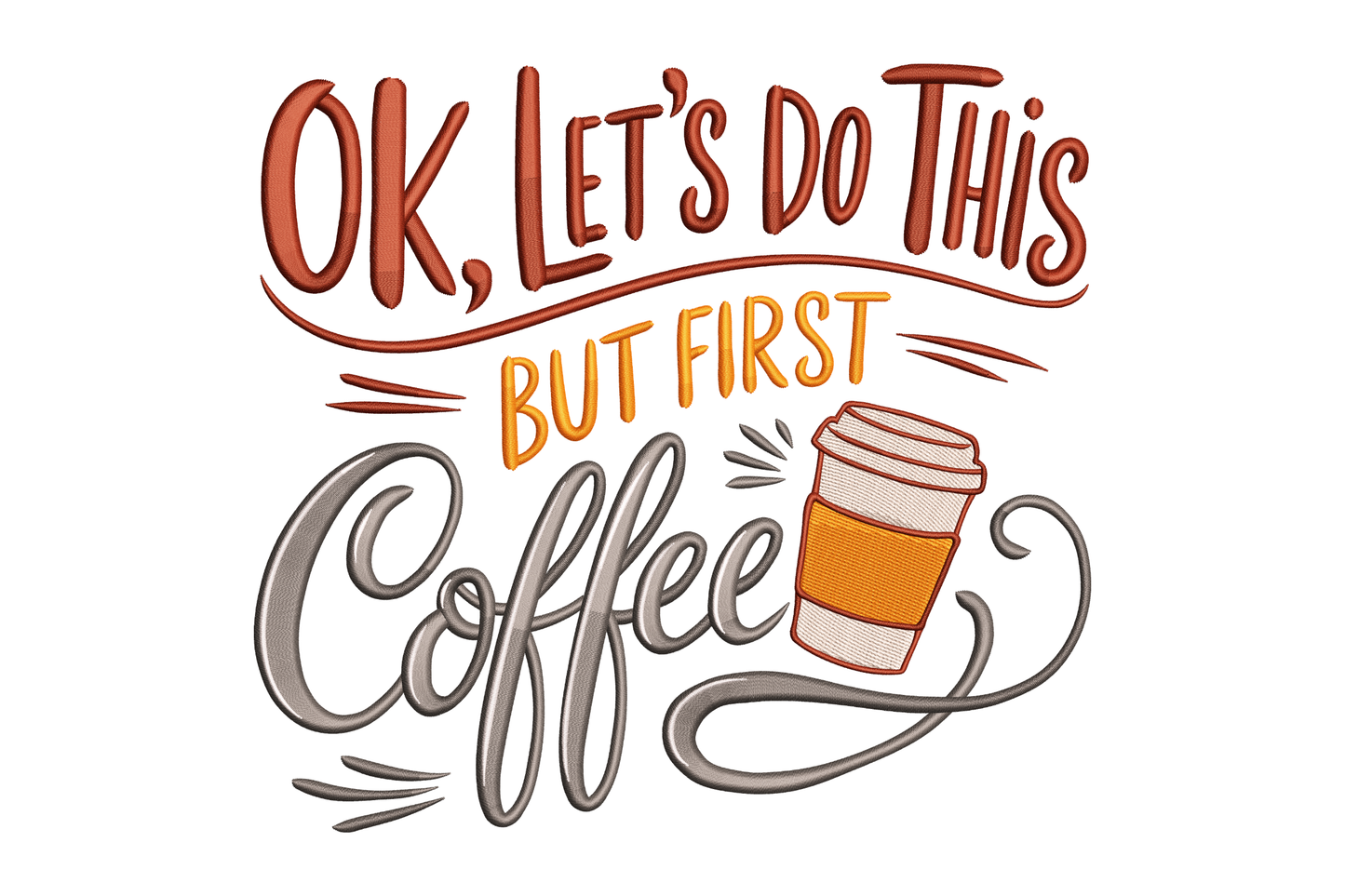 Motivational quote with a coffee cup graphic on a white background