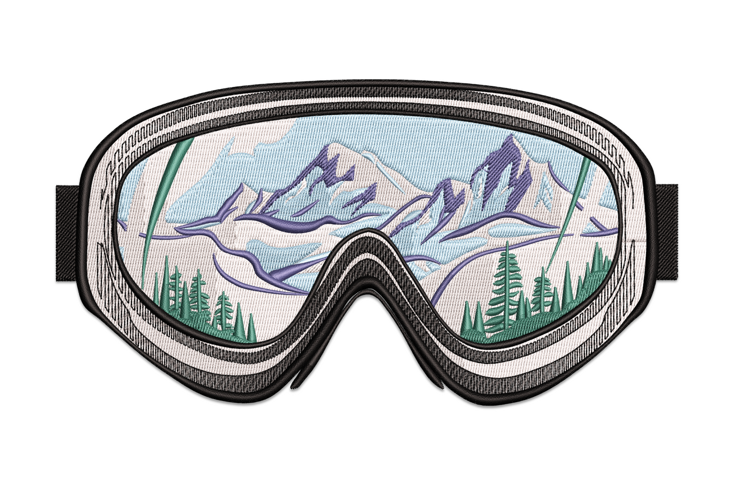 Ski goggles with mountain reflection, 5-colour winter sports machine embroidery, 8 sizes 3.51 to 7.51 inches wide