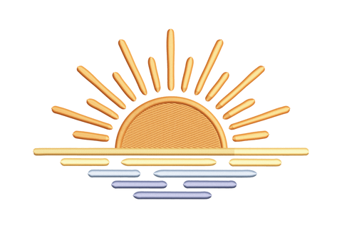Sunrise Over Water Embroidery Design