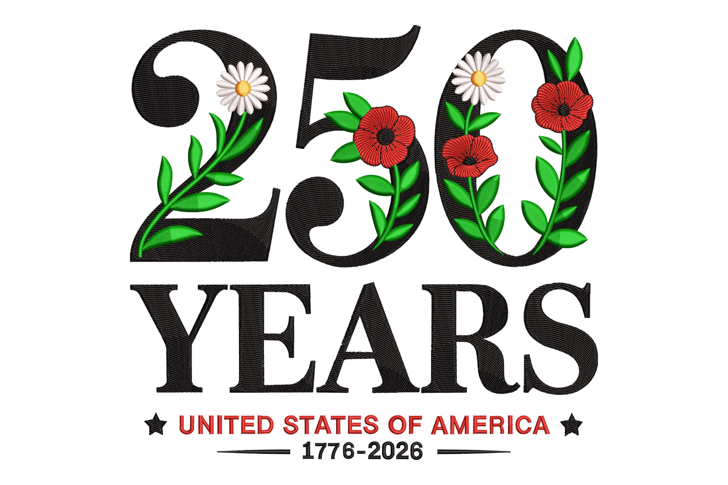 250 Years United States of America Embroidery Design