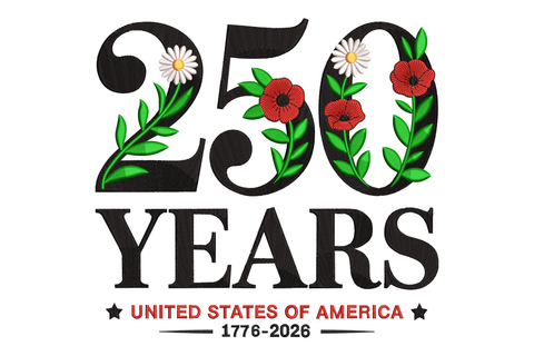 250 Years United States of America Embroidery Design