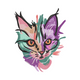 Abstract Colorful Cat Face Embroidery Design, Instant Download