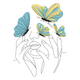 Abstract Face Butterflies Embroidery Design, Line Art Fashion Pattern
