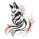 Abstract Fox Embroidery Design, Instant Download