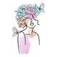 Abstract Girl with Flowers and Butterflies Embroidery Design, Instant Download