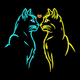 Abstract Love Cats Embroidery Design, Instant Download