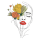 Abstract Woman Face Floral Embroidery Design, Instant Download