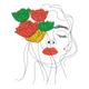 Abstract Woman Face with Flowers Embroidery Design, Instant Download