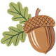 Acorn and Oak Leaves Embroidery Design, Autumn Botanical Pattern, Instant Download