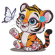 Adorable Baby Tiger Embroidery Design, Instant Download
