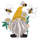 Adorable Bee Gnome Embroidery Design, Instant Download