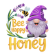 Adorable Bee Happy Gnome Embroidery Design, Machine Embroidery Pattern, Instant Download