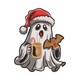 Christmas Ghost Embroidery Design, Spooky Santa Ghost with Bat, Instant Download