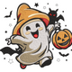Adorable Ghost Embroidery Design, Halloween Machine Embroidery Pattern, Instant Download