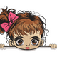 Girl Peeking Embroidery Design, Cute Kid Pattern, Instant Download