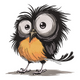 Scruffy Cartoon Owl Embroidery Design, Big Eyed Owlet Pattern, Instant Download