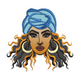 African Queen Headwrap Embroidery Design, Instant Download