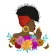 African Woman Floral Prayer Embroidery Design, Instant Download