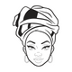 African Woman Headwrap Line Art Embroidery Design, Instant Download