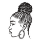 African Woman Line Art Embroidery Design, Continuous Line Portrait Pattern, Instant Download