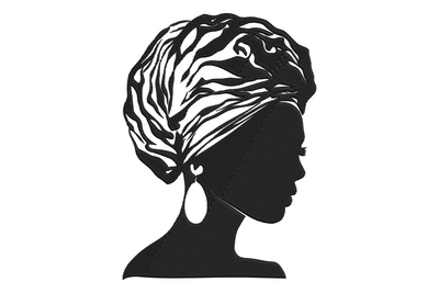 African Woman Silhouette Embroidery Design, Portrait Machine Embroidery Pattern, Instant Download
