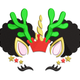 Afro Unicorn Reindeer Christmas Embroidery Design, Instant Download
