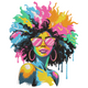 Afro Woman Color Splash Embroidery Design, Instant Download