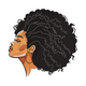 Afro Woman Profile Embroidery Design, Natural Hair Portrait Pattern