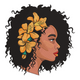 Afro Woman with Flowers Embroidery Design, Instant Download