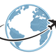 Airplane Around Globe Embroidery Design, Pattern