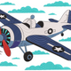 Airplane in the Sky Embroidery Design, Instant Download