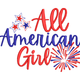 All American Girl Embroidery Design, Instant Download