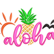Aloha Pineapple Embroidery Design, Instant Download