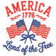 America 1776 Land of the Free Embroidery Design, Instant Download