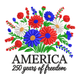 America 250 Years Freedom Floral Embroidery Design, Pattern
