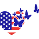 American Flag Heart with Butterflies Embroidery Design, Machine Embroidery Pattern, Instant Download
