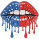 American Flag Lips Dripping Embroidery Design, Instant Download