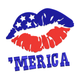 American Flag Lips Embroidery Design, Instant Download