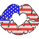 American Flag Lips with Heart Cutout Embroidery Design, Machine Embroidery Pattern, Instant Download