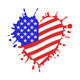 American Flag Paint Splash Heart Embroidery Design, Instant Download