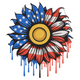 American Flag Sunflower Embroidery Design, Instant Download