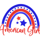 American Girl Rainbow Patriotic Embroidery Design, Instant Download