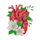Anatomical Heart with Flowers Embroidery Design V2, Instant Download