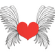 Angel Wings Heart Embroidery Design, Instant Download